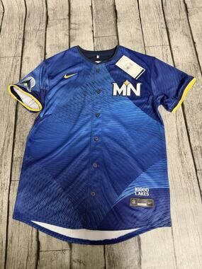 NWT Boys Nike Correa Minnesota Twins City Connect Jersey Blue Large 14/16